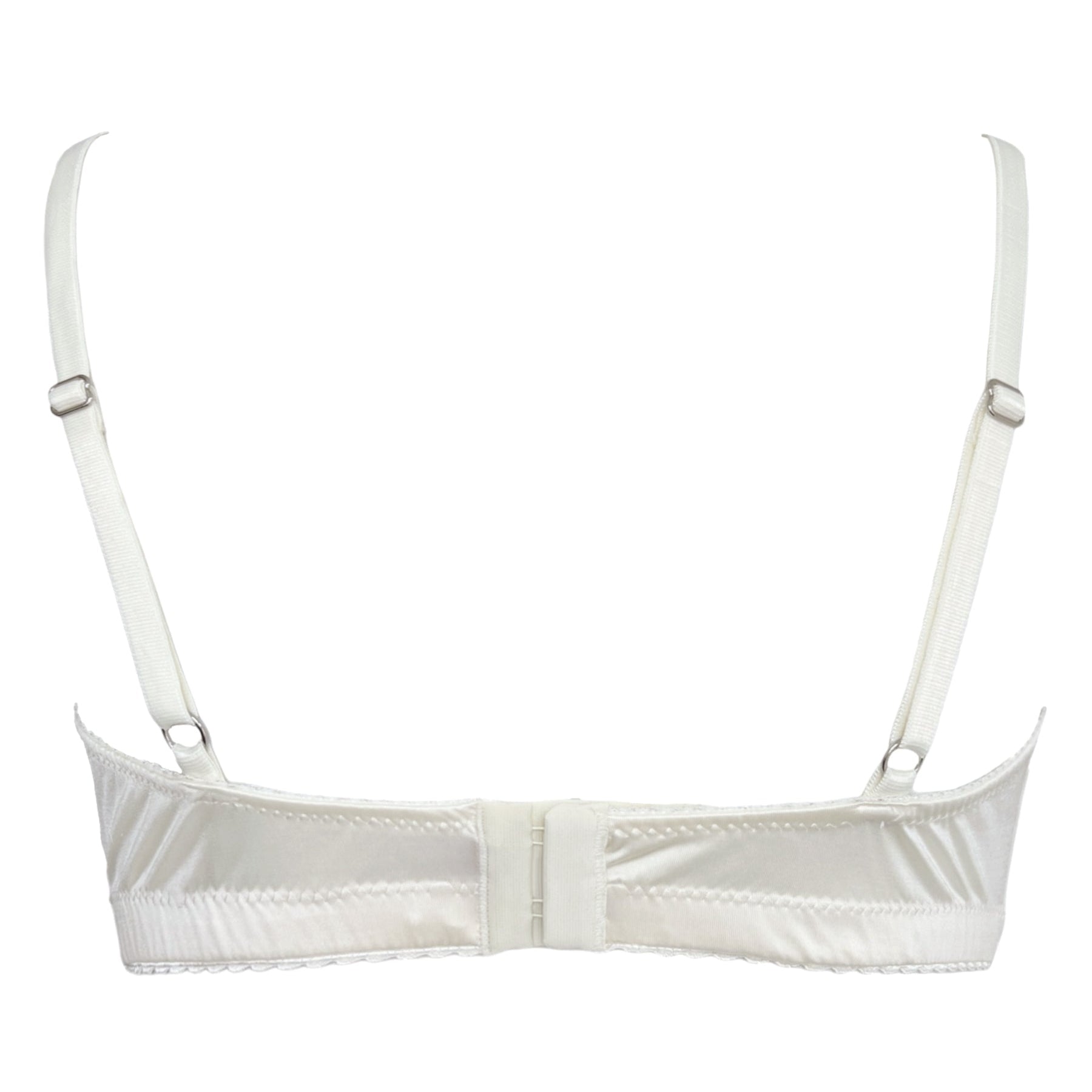 White bra with mesh panels on a white background