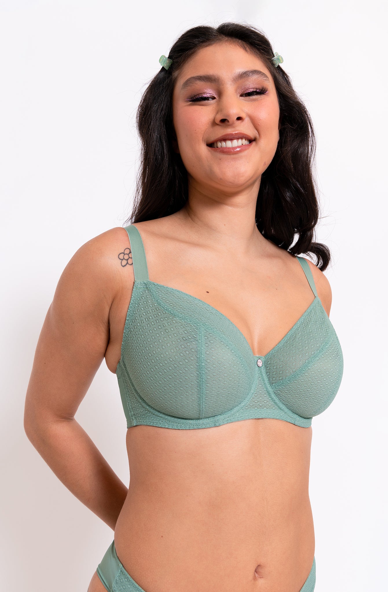 Happy Boobs Balcony Bra - Sage Green