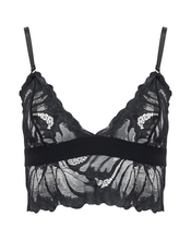 Load image into Gallery viewer, Longline Bralette - Black Wing Lace
