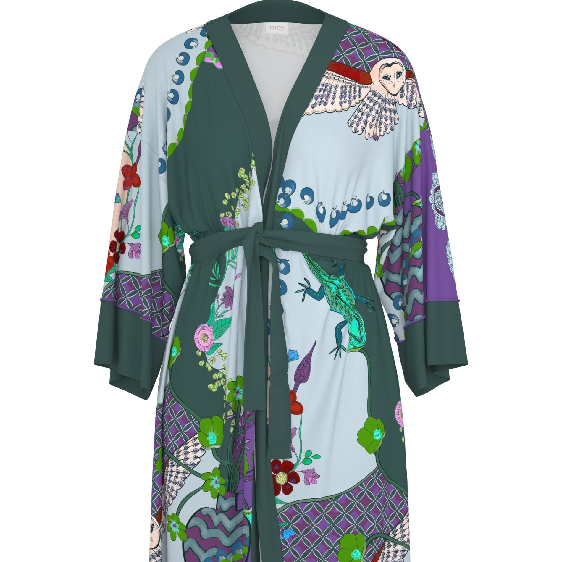 Colorful robe with abstract patterns on a white background